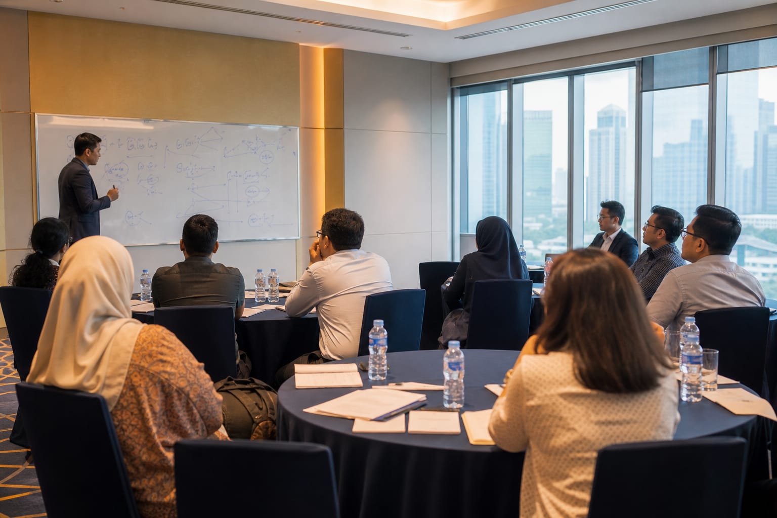 Corporate training session in a bright Malaysian learning room