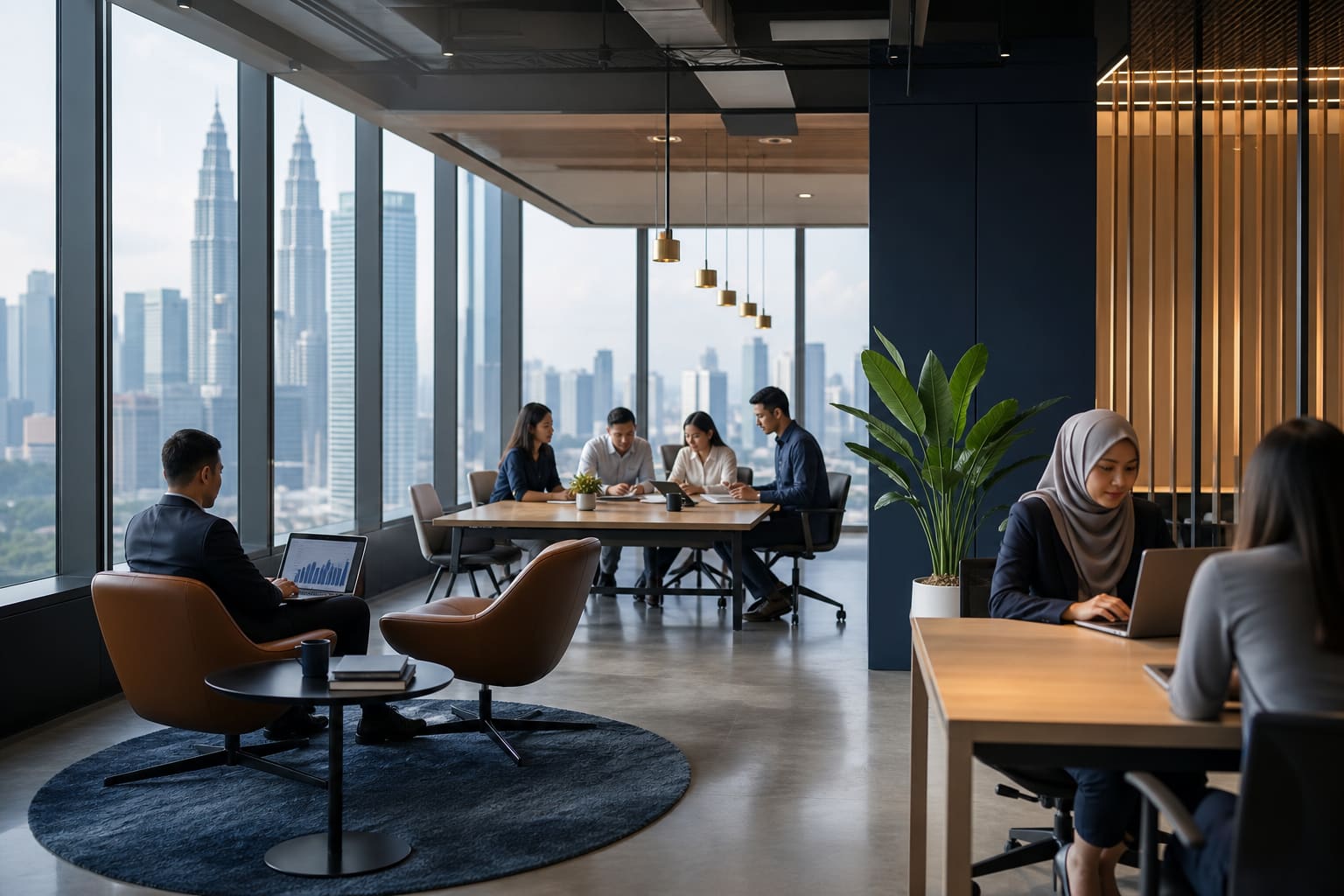 Professionals collaborating in a modern Kuala Lumpur office